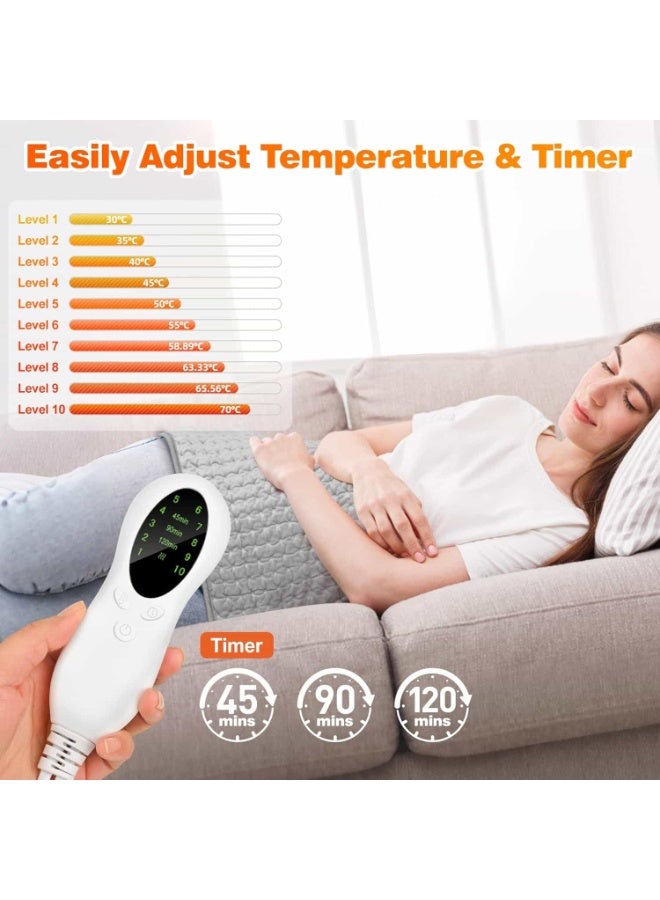Mitoy Heating Pad,Electric Heat Pad with Automatic Switch-Off and 9 Temperature Levels Heating pad for Back Neck Shoulder Belly Heating Technology - Machine Washable-30x60cm,Grey - Image 2